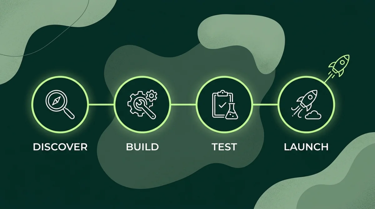 90-day MVP development timeline: Discover, Build, Test, Launch